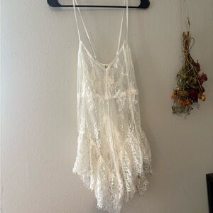 Free People Delicate White Lace Chemise